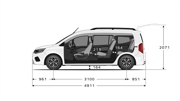 dimensions véhicules - modularité - Renault Grand Kangoo