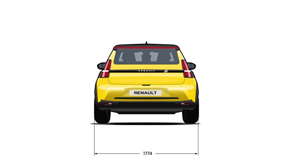 Dimensions face arrière- Renault 5 E-Tech electrique