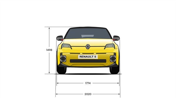 Dimensions face arrière- Renault 5 E-Tech electrique