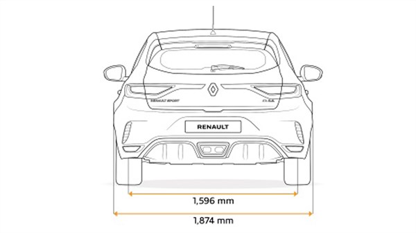 Renault MEGANE RS - dessin dimensions face arrière