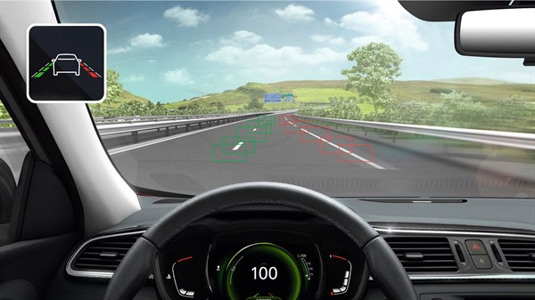 Renault - Pare-brise avec système d'alerte de franchissement de ligne